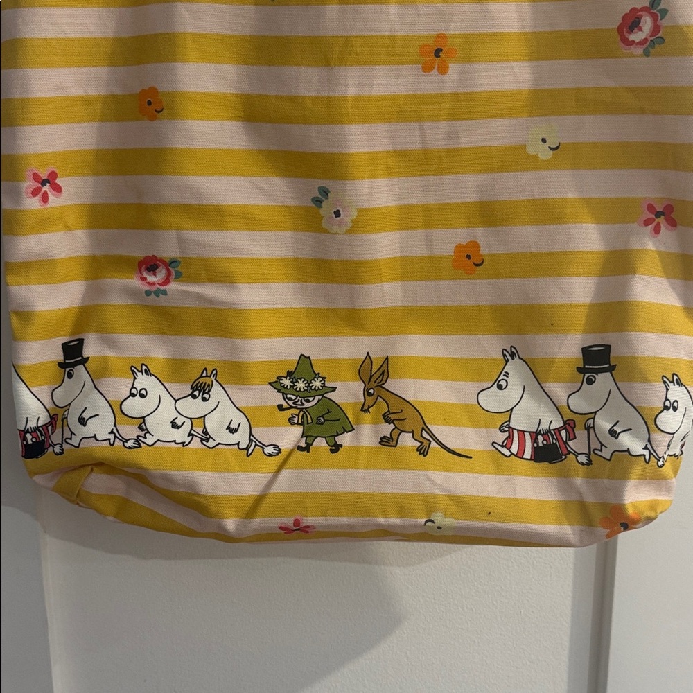 Cath Kidston X Moomin Striped Yellow Tote Bag with Cartoon Characters - Picture 3 of 10